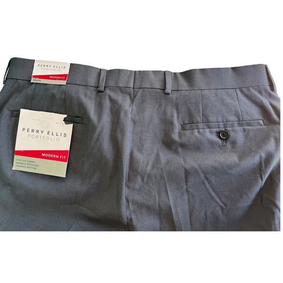 Perry Ellis Portfolio Modern Fit Dress Suit Pants | 38 x 34 Grey NEW - Picture 8 of 10